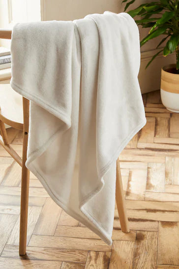 Beige Fleece Throw Blanket