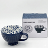 Danny Home Blue Floral Porcelain Breakfast Mug 400ml | Elegant Tea & Coffee Cup