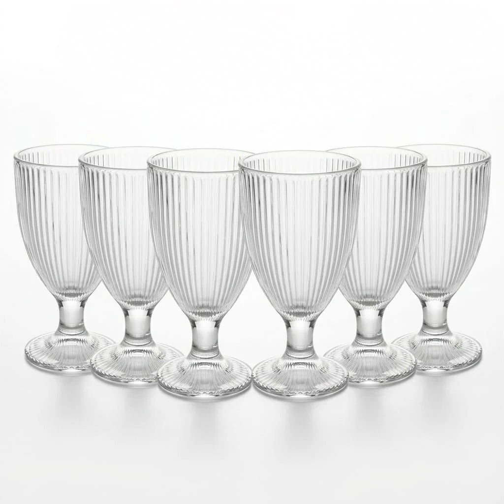 delisoga elegant ribbed wine glass set 6 pcs 340ml premium glassware collection – Pakistanribbed wine glass set PakistanDelisoga glass setelegant wine glasses 340mlpremium glassware Pakistanribbed drinking glassesglass set for diningHome Hatch glasswareluxury serving glassesdecorative wine glassesmocktail glass set Pakistan