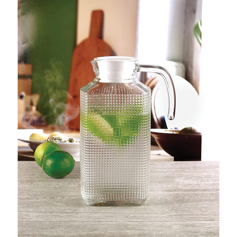 glass water jug with plastic lid 1.74L premium beverage pitcher for water juice and cold drinks glass water jug Pakistanglass beverage pitcher 1.74Lwater jug with lidjuice pitcher Pakistanglass serving jugbeverage pitcher with lidlemonade pitcher glassHome Hatch drinkwareglass water pitcherpremium beverage jug