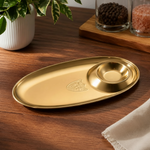 golden chip and dip serving tray 14 inch premium metal party platter with built-in dip bowl – Pakistan