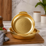 golden textured serving and decorative bowl premium stainless steel elegant dining centerpiece 24CM 26CM 28CM – Pakistan