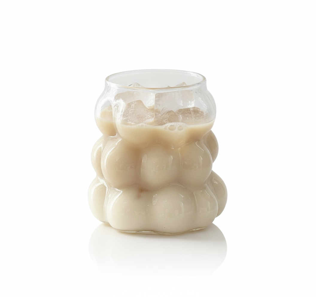 High borosilicate 12oz double-walled glass cup with elegant floral design – Home Hatch Pakistan