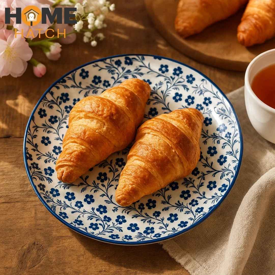 DANNY HOME Navy Blue Floral Flat Ceramic Plates – Multiple Sizes – Home Hatch Pakistan