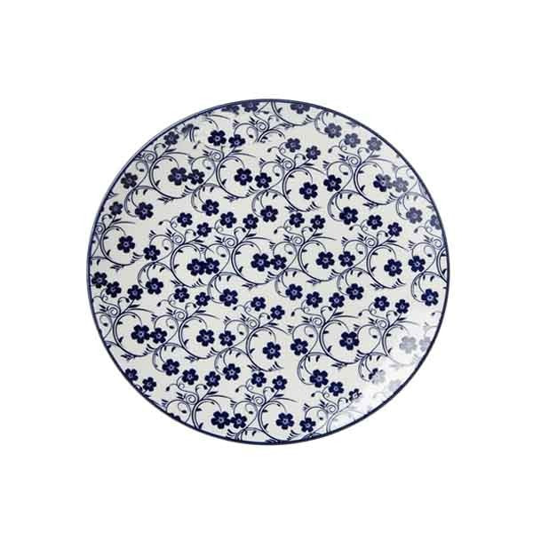 DANNY HOME Navy Blue Floral Flat Ceramic Plates – Multiple Sizes – Home Hatch Pakistan