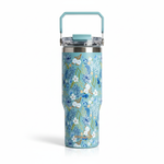 Sitarayuri Floral 40oz Stainless Steel 900ml Tumbler with Handle & Straw – Leakproof & Travel Friendly