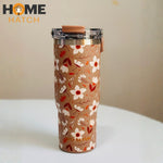 Sitarayuri Floral 40oz Stainless Steel 900ml Tumbler with Handle & Straw – Leakproof & Travel Friendly