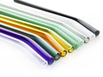 6pcs Multicolor Glass Drinking Straws with Cleaning Brush