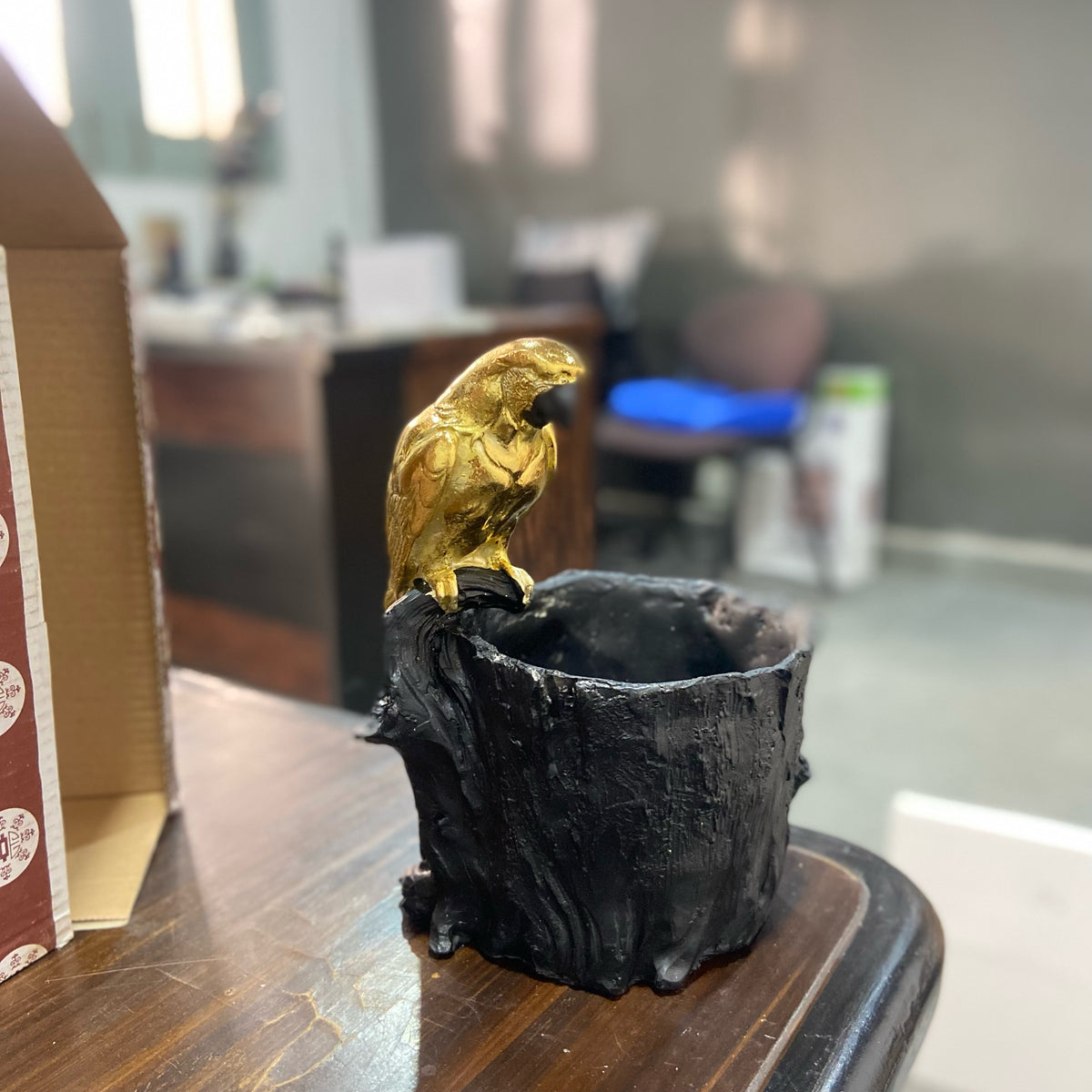 Golden Parrot Brush/Pen Holder | Figurine | Home Décor