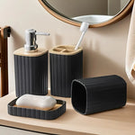 4pcs - Natural Bamboo Lids Bathroom Accessory Set | Bath Set