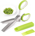 5 layers kitchen scissor multi blade herb and vegetable cutting shears with cleaning comb