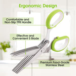 5 Layers Kitchen Scissor – Multi-Blade Herb & Vegetable Cutting Shears with Cleaning Comb | Stainless Steel Kitchen Herb Cutter