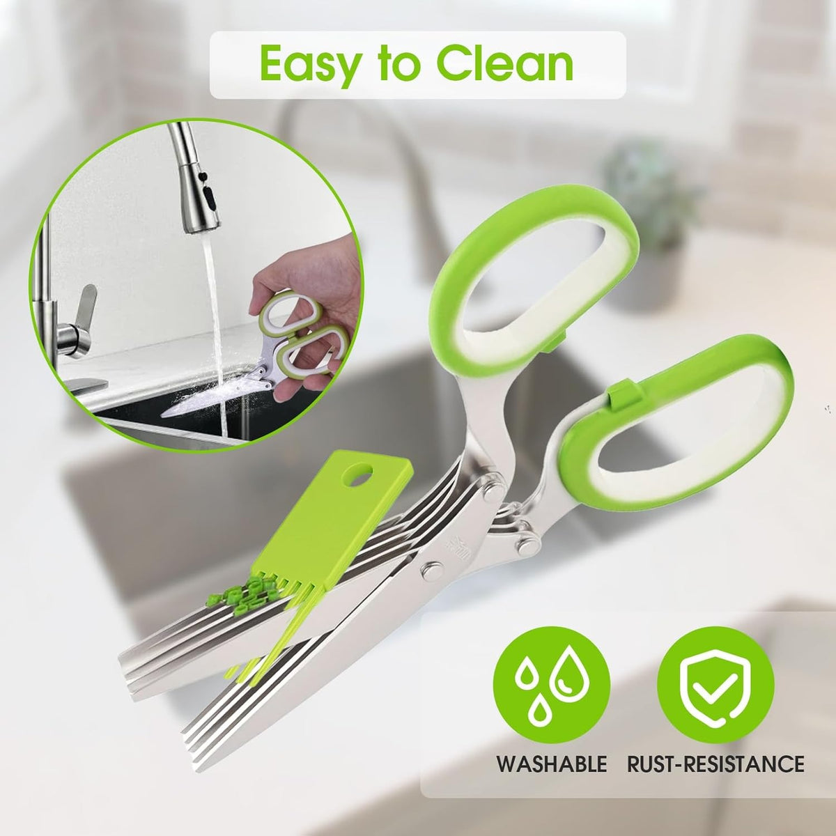 5 Layers Kitchen Scissor – Multi-Blade Herb & Vegetable Cutting Shears with Cleaning Comb | Stainless Steel Kitchen Herb Cutter