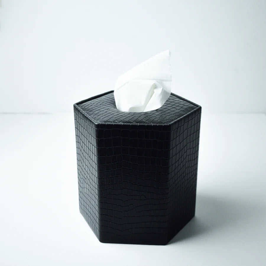 Round Leather Tissue Box