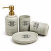 Luxury Stone Finish Bathroom Accessories Set | 4 Piece Bathroom Organizer Collection