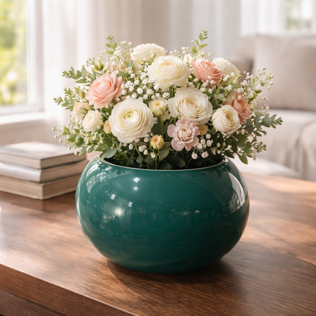 modern ceramic round plant pot minimalist indoor planter home décor – Pakistan