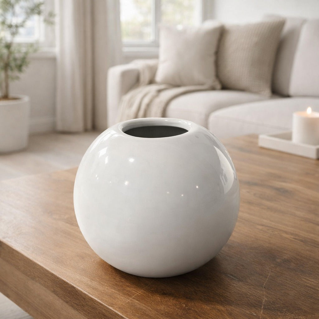 Modern Ceramic Round Plant Pots | Minimalist Indoor Planter Décor