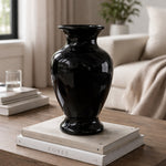 modern glossy black ceramic vase elegant home décor flower vase – Pakistan