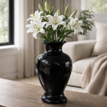 modern glossy black ceramic vase elegant home décor flower vase – Pakistan
