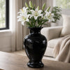 Modern Glossy Black Ceramic Vase | Elegant Flower Vase Home Décor