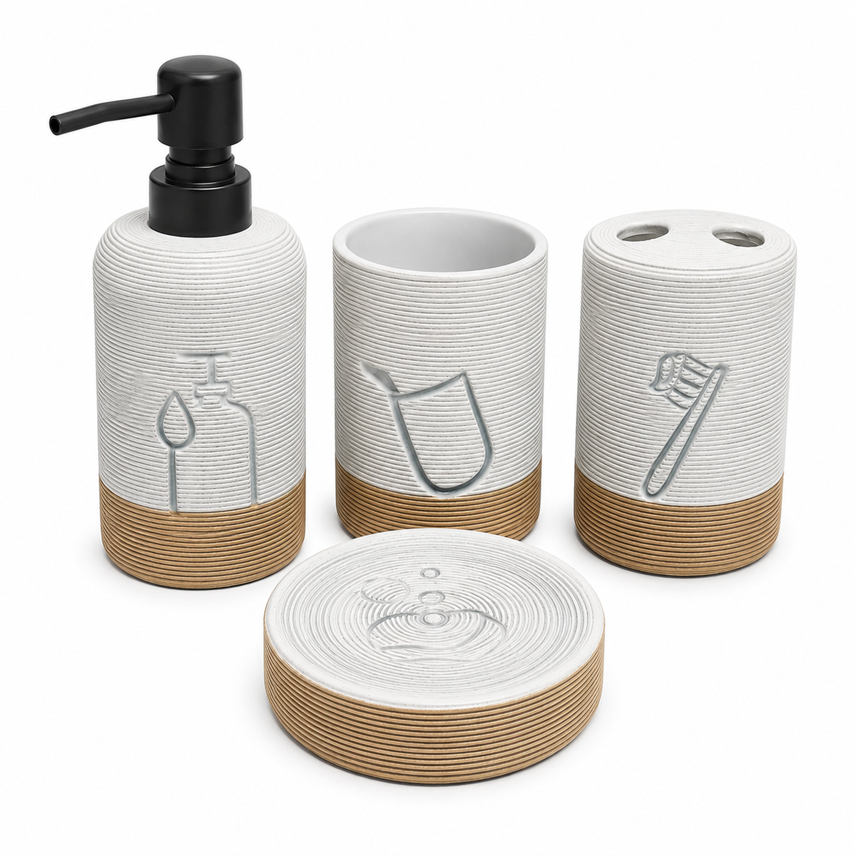 modern spa collection bathroom accessories set 4 piece ceramic vanity organizer