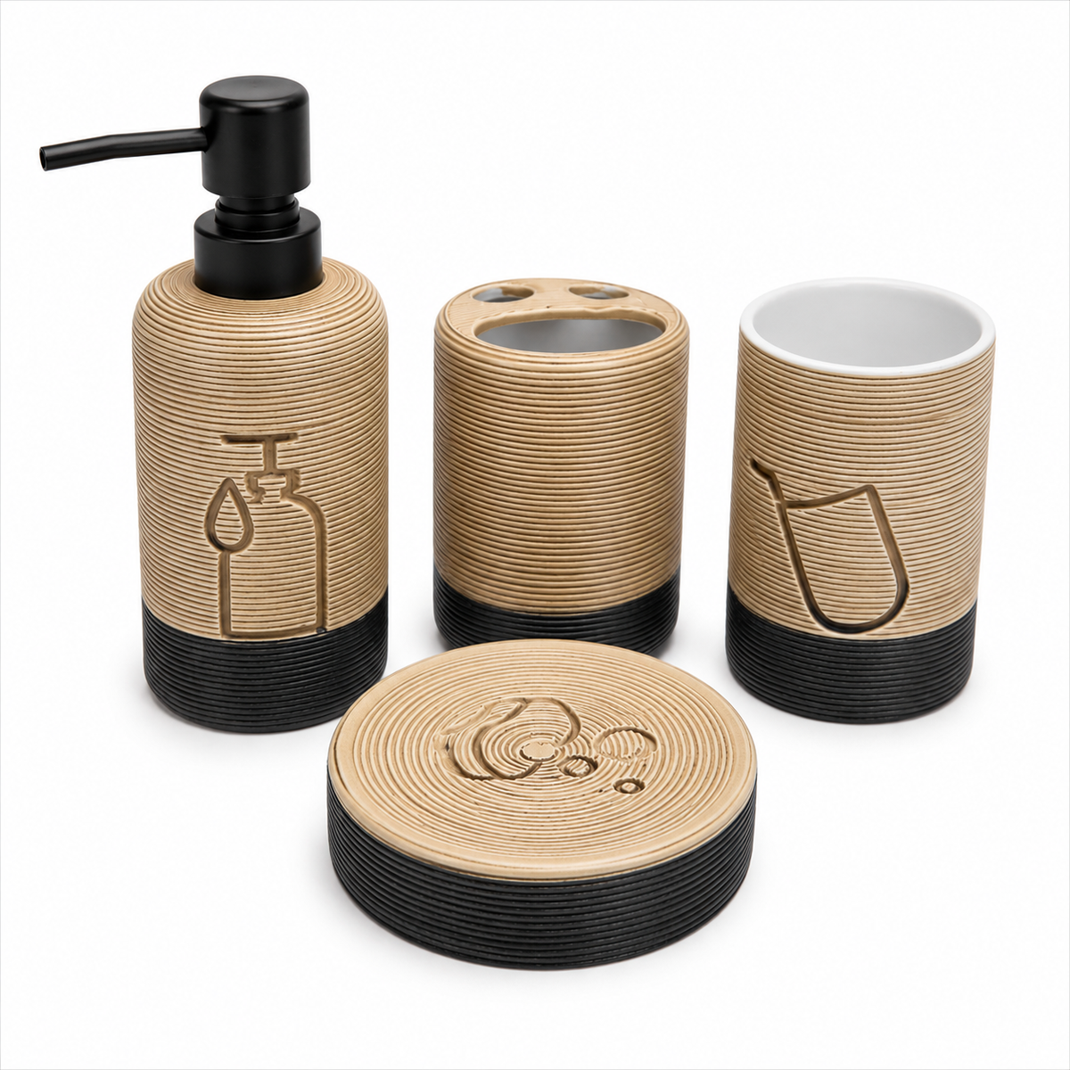 modern spa collection bathroom accessories set 4 piece ceramic vanity organizer