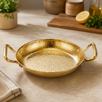 new golden paella deep pan double handle premium stainless steel cookware for gas and induction – Pakistan