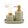 Porcelain Soap Dispenser & Reed Diffuser Set with Tray | Luxury Bathroom Accessories Set