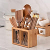 Premium Bamboo Kitchen Utensil Organizer Holder