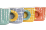 Premium Color Grid Ceramic Coffee Mugs | Modern Aesthetic Tea & Coffee Cups