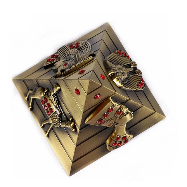 Egyptian Pyramid Metal Model With Red Stones | Home Décor