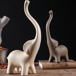 3-Pcs Exquisite Ceramic Elephant Family Statues Set