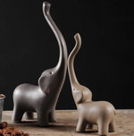 3-Pcs Exquisite Ceramic Elephant Family Statues Set