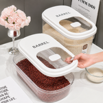 Rice Box Slidable Door with Measuring Cup | Airtight Grain Storage Container for Rice, Flour & Dry Foods