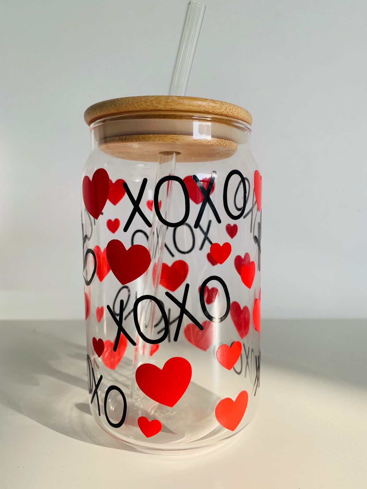 Custom Name Print Tumbler Glass with Bamboo Lid And Glass Straw with Custom Print