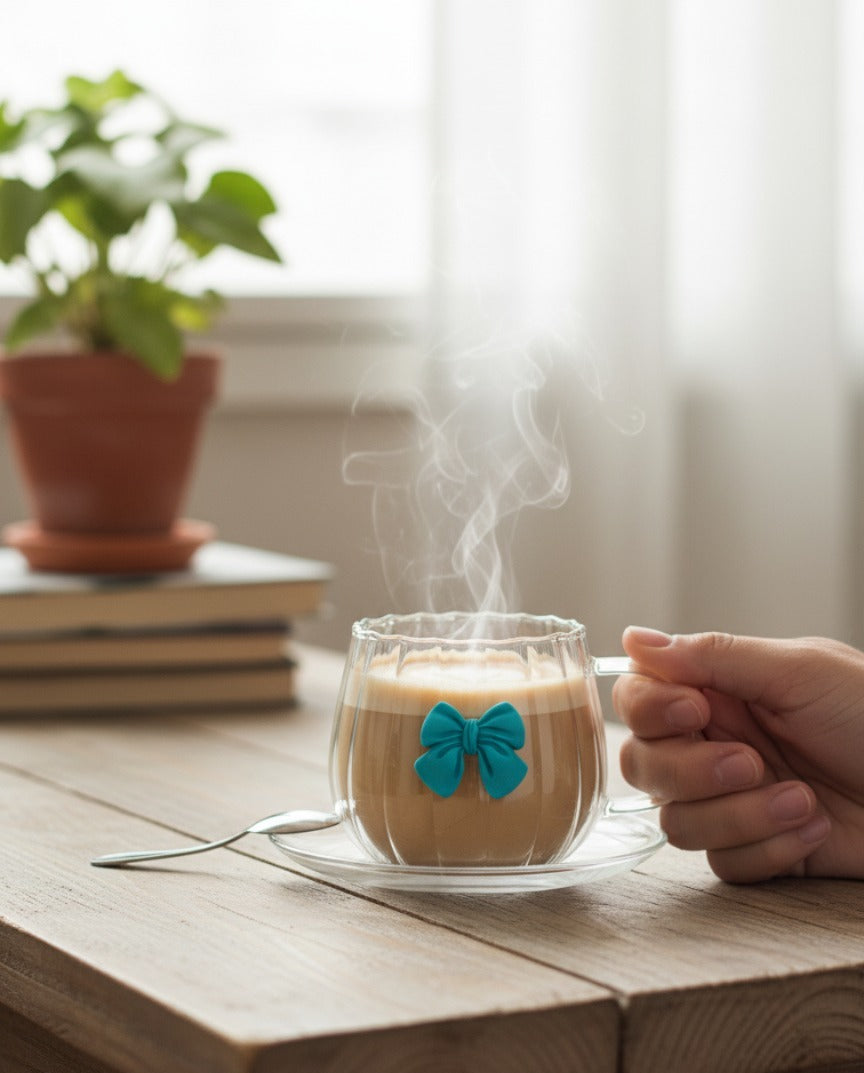 Japanese Style Pumpkin Shaped Bowknot Glass Coffee Mug