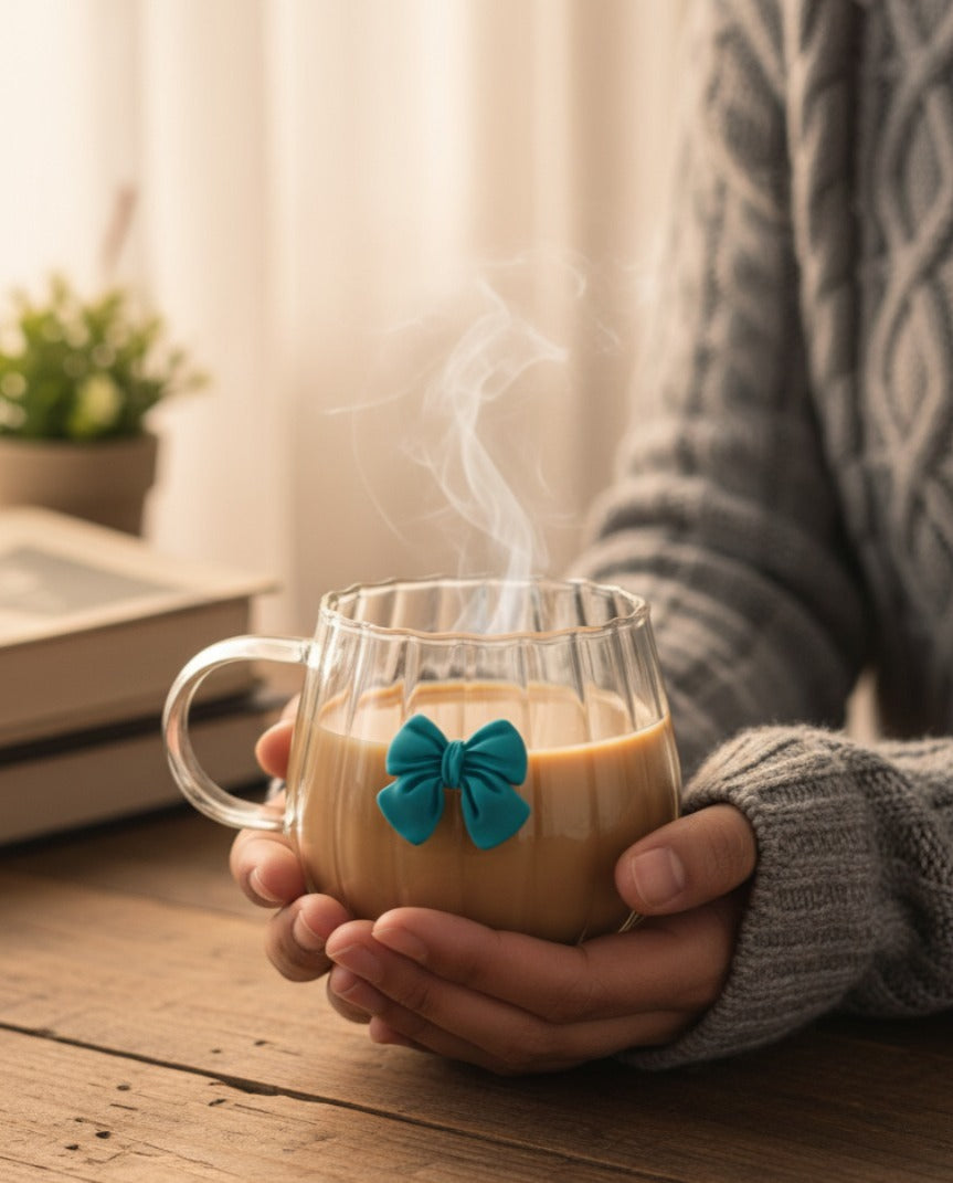 Japanese Style Pumpkin Shaped Bowknot Glass Coffee Mug