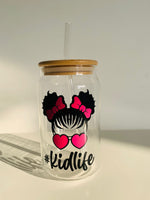 Custom Name Print Tumbler Glass with Bamboo Lid And Glass Straw with Custom Print