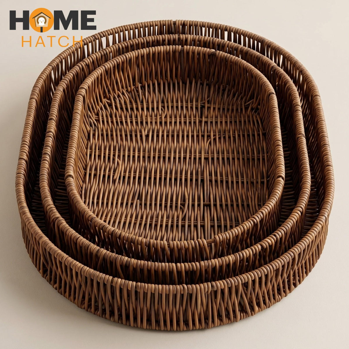 set of 3 wicker storage baskets handwoven natural organizer for home decor and storage – Pakistan