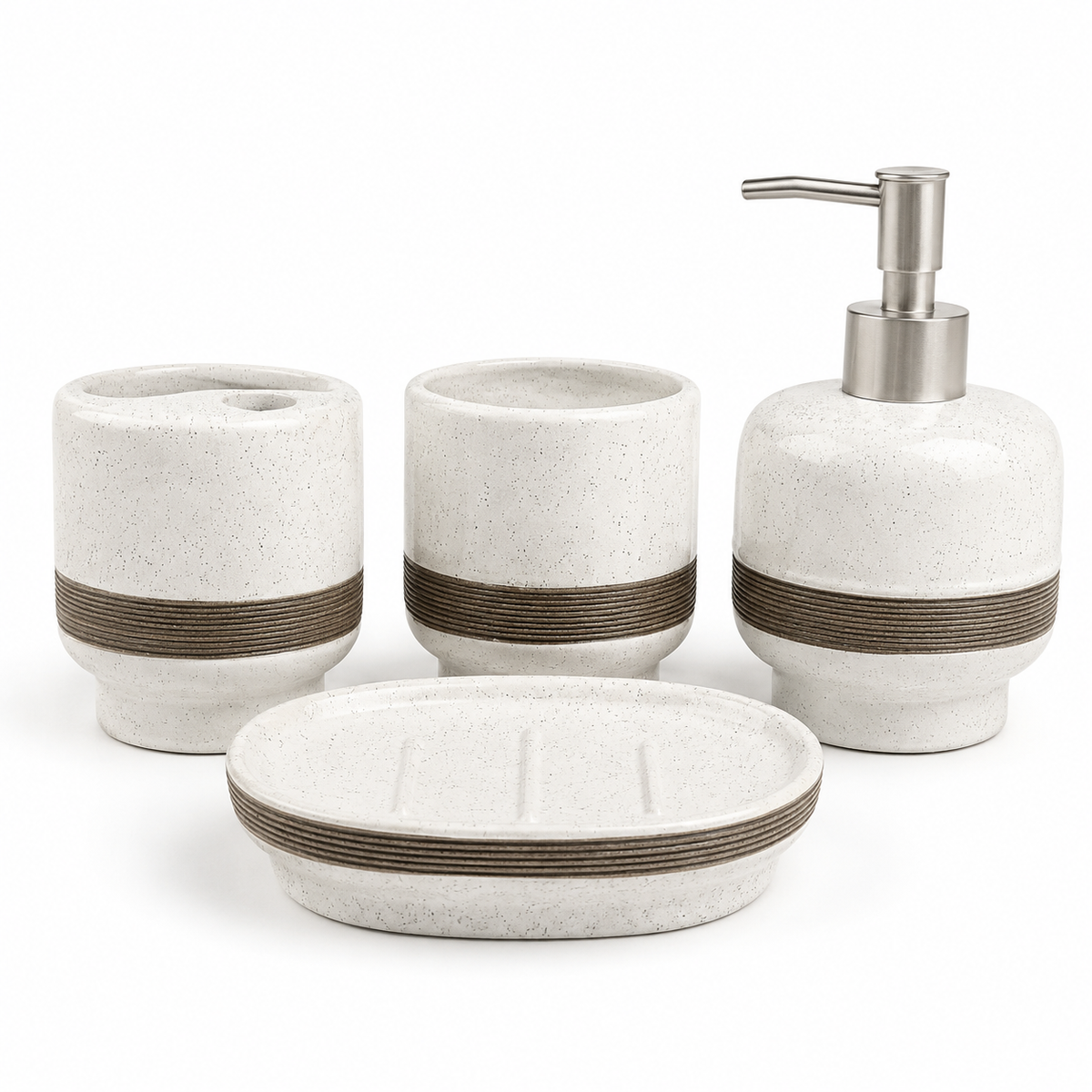 stone ceramic bathroom accessories set 4 piece modern vanity collectionstone ceramic bathroom accessories setmodern bathroom accessories Pakistanceramic vanity collectionstone finish bathroom décorluxury bathroom organizer setbathroom countertop accessoriesmodern ceramic bathroom setHome Hatch bathroom collectionspa inspired bathroom décorvanity organizer set Pakistan