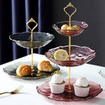 Pink Crown Glass Three Tier Pastry Stand | Dessert Table - HomeHatchpk