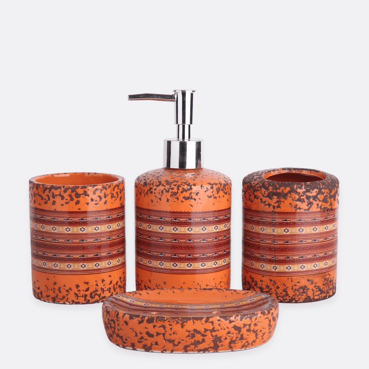 Orange Abstract Design Bath Set - 4pcs - HomeHatchpk