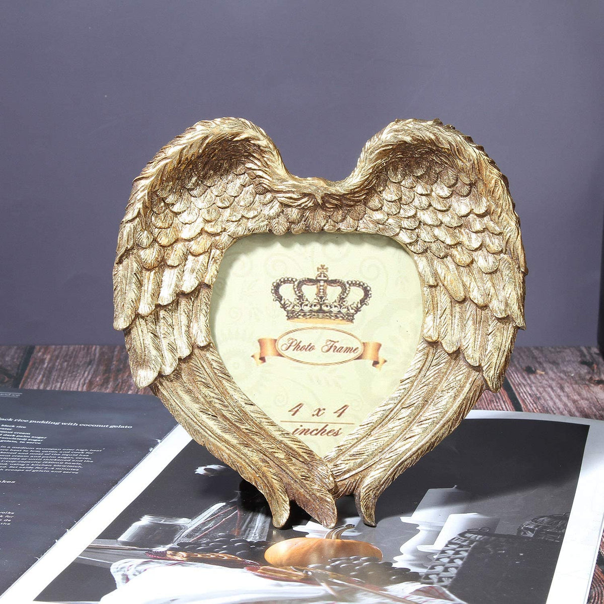  Golden Heart Angel Wing Picture Frame