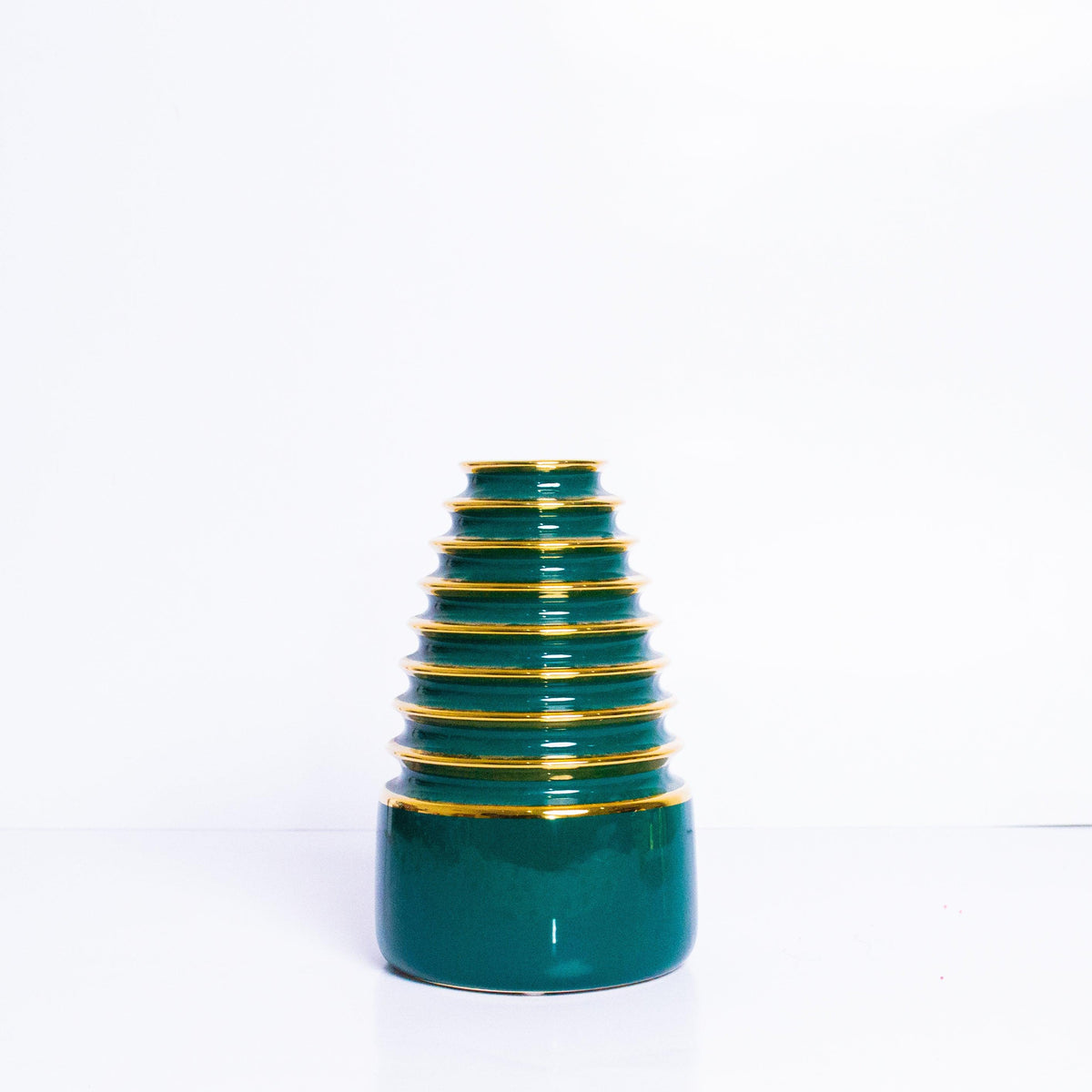 Green And Gold Round Rings Vase - HomeHatchpk