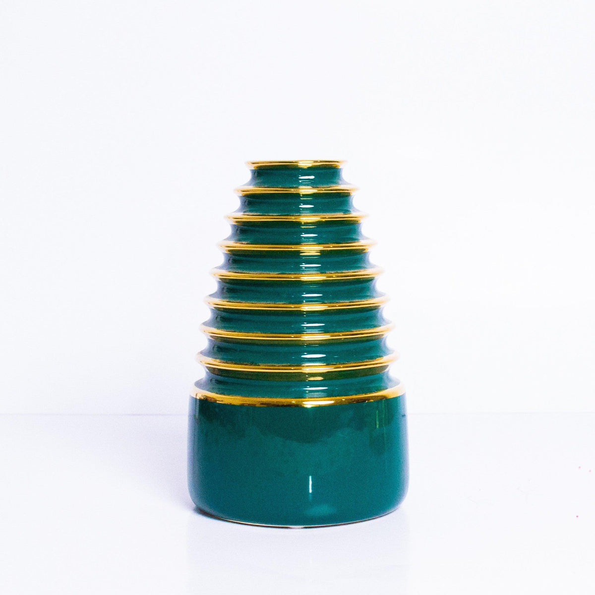 Green And Gold Round Rings Vase - HomeHatchpk