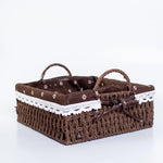 Square Cloth Covered Braided Basket | Bread Basket | Set of 2 - HomeHatchpk