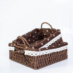 Square Cloth Covered Braided Basket | Bread Basket | Set of 2 - HomeHatchpk