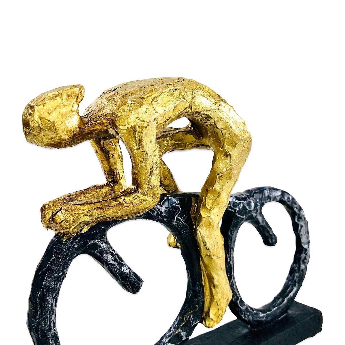 Gold Man Cycling Statue | Figurine | Home Décor