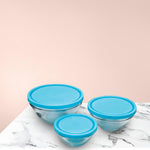 3pcs Round Glass Food Storage Bowl Set - HomeHatchpk