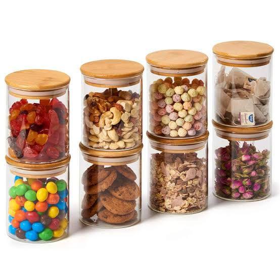 270ml Bamboo Lid Air Tight Spice Jar | Dry Fruit Container - HomeHatchpk